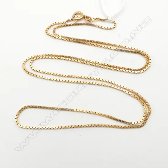 10ct YELLOW GOLD FINE BOX LINK NECK CHAIN L.600mm 4gms 