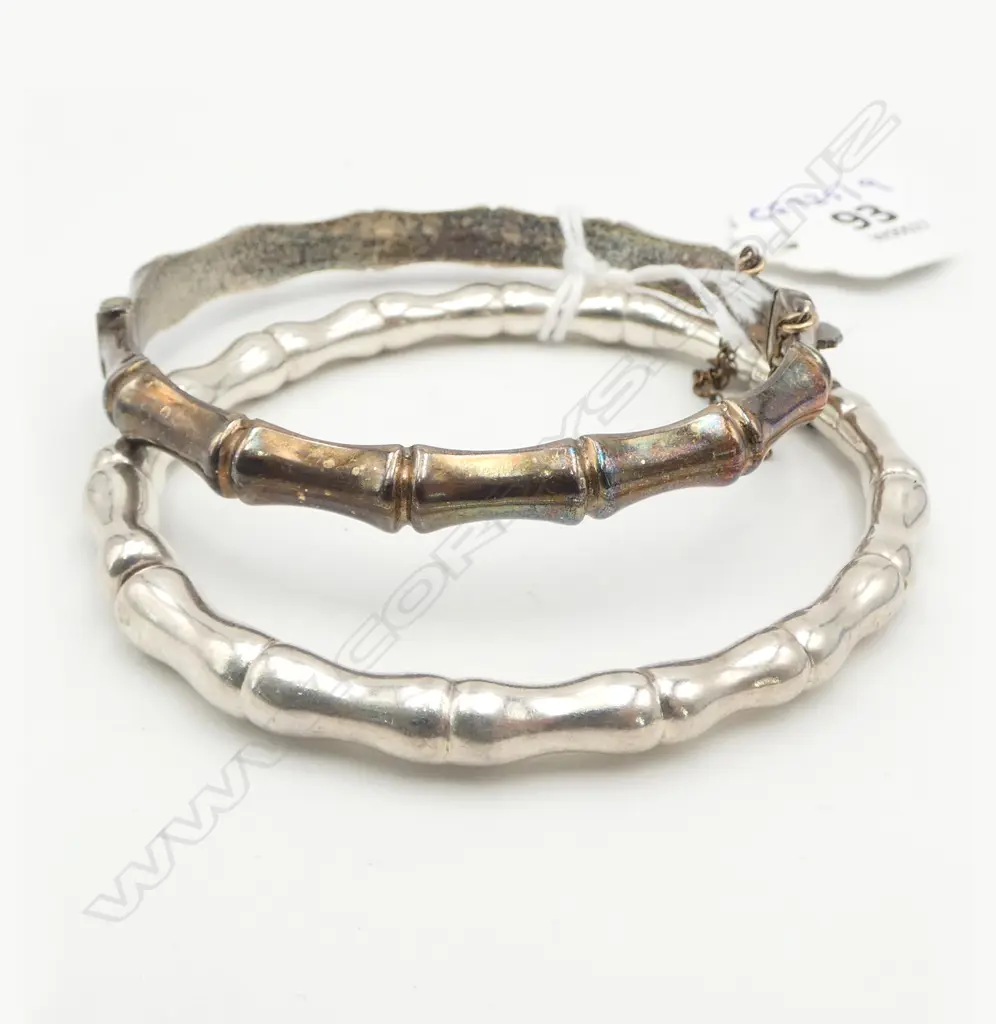 2 S/SILVER BAMBOO STYLE BANGLES 21GMS Image 1++