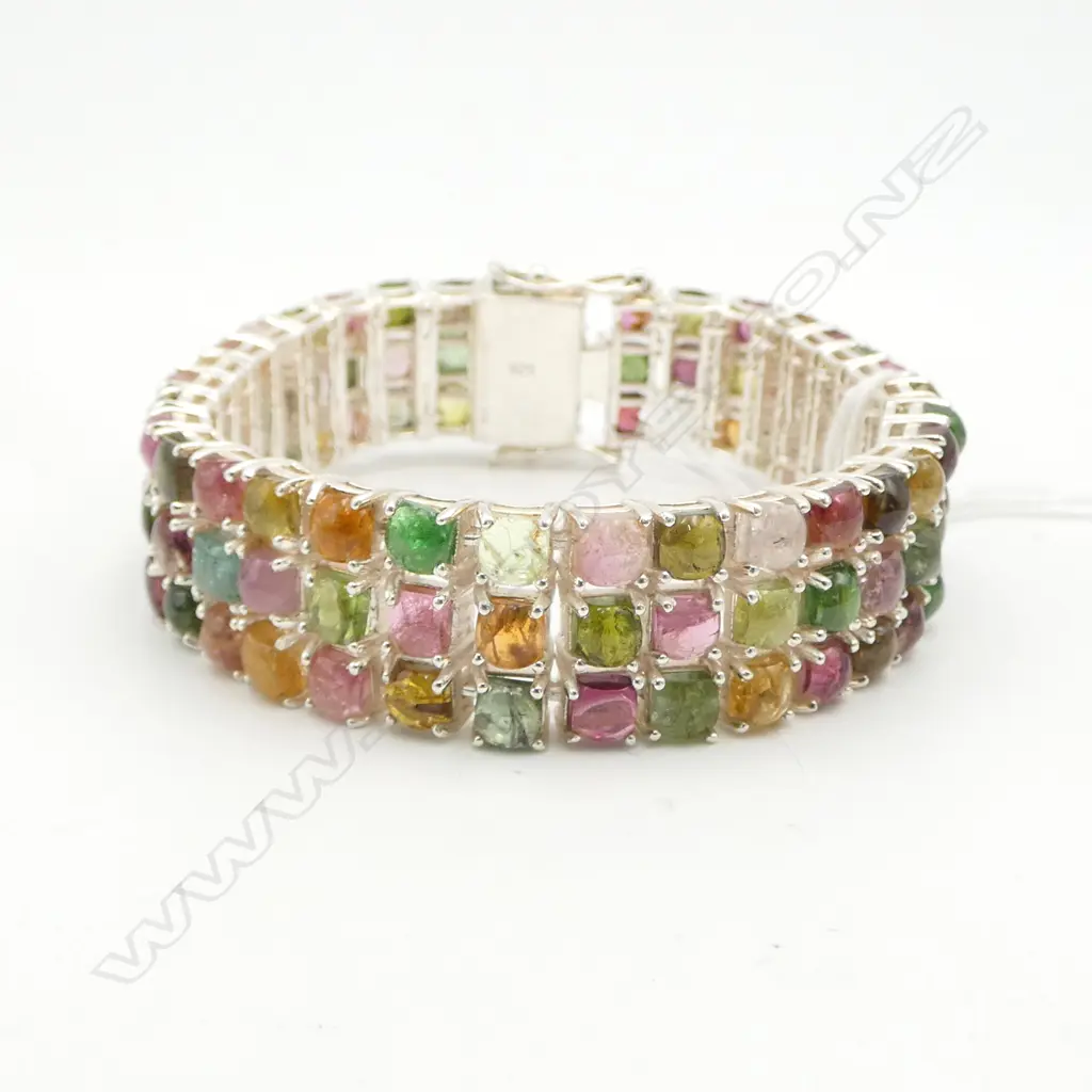 SILVER & TOURMALINE GEMSTONE BRACELET Image 1++