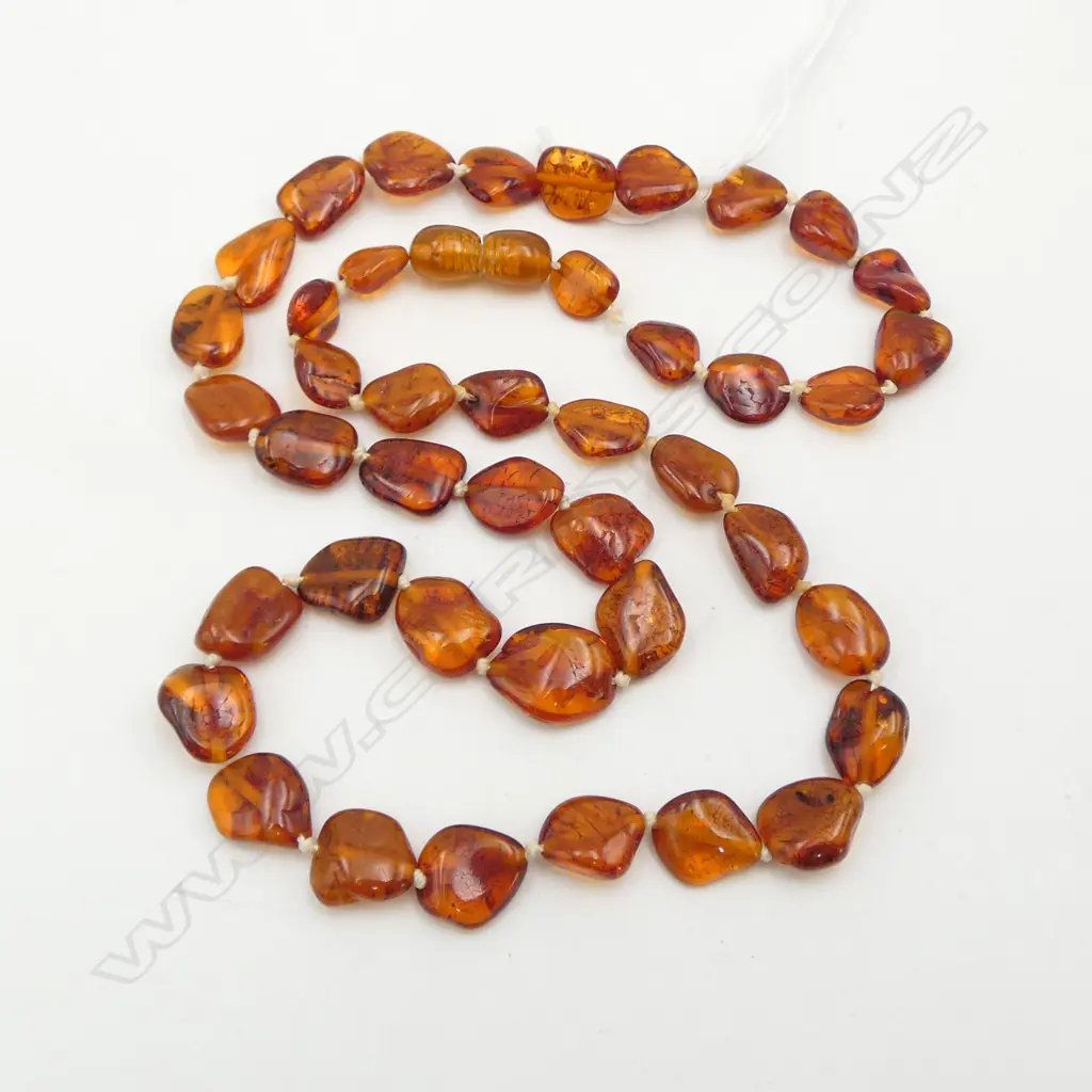 POLISHED AMBER BEAD NECKLACE L.480mm Image 1++