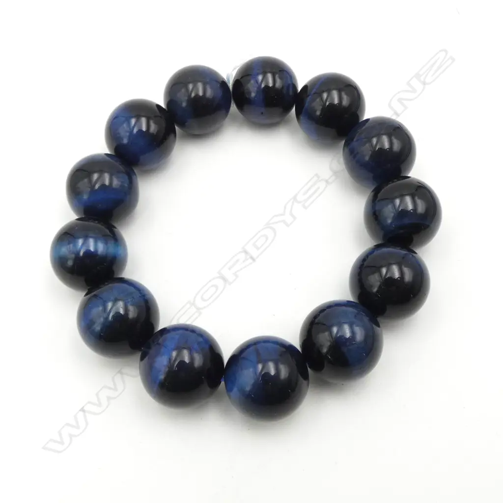 TIGERS EYE BEAD BRACELET DYED BLUE TONE Image 1++