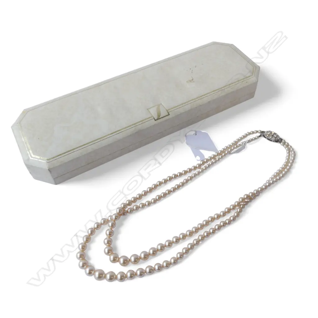 DOUBLE STRAND PEARL NECKLACE, BOXED L.435mm Image 1++