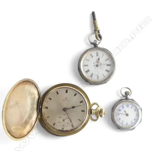SWISS SILVER POCKET WATCH, STG SILVER POCKET WATCH & REVUE POCKET WATCH