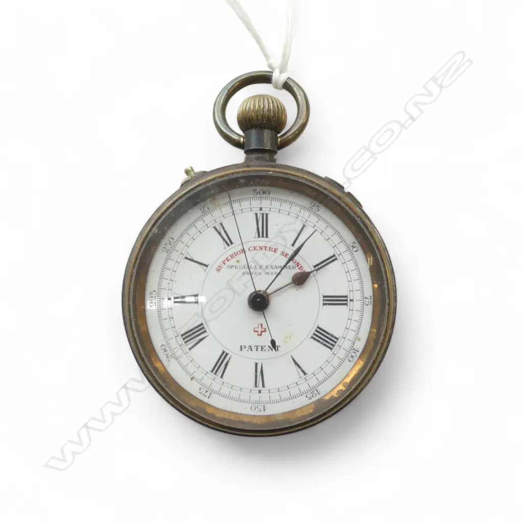 SWISS VINTAGE 'SUPERIOR CENTRE SECONDSSPECIALLY EXAMINED' open face POCKET WATCH running Image 1++