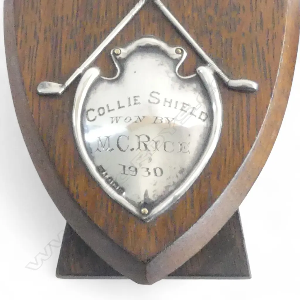 2 S/SILVER & OAK  SHEILD SPORTS TROPHYS GOLF & SHOOTING H100MM Image 1++