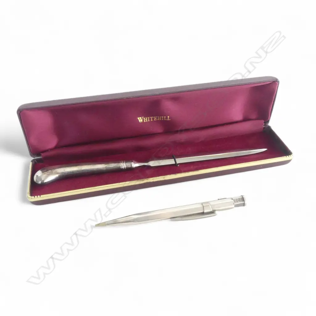 S/SILVER PROPELLING PENCIL 21GMS & BOXED WHITEHILL PAPER KNIFE Image 1++