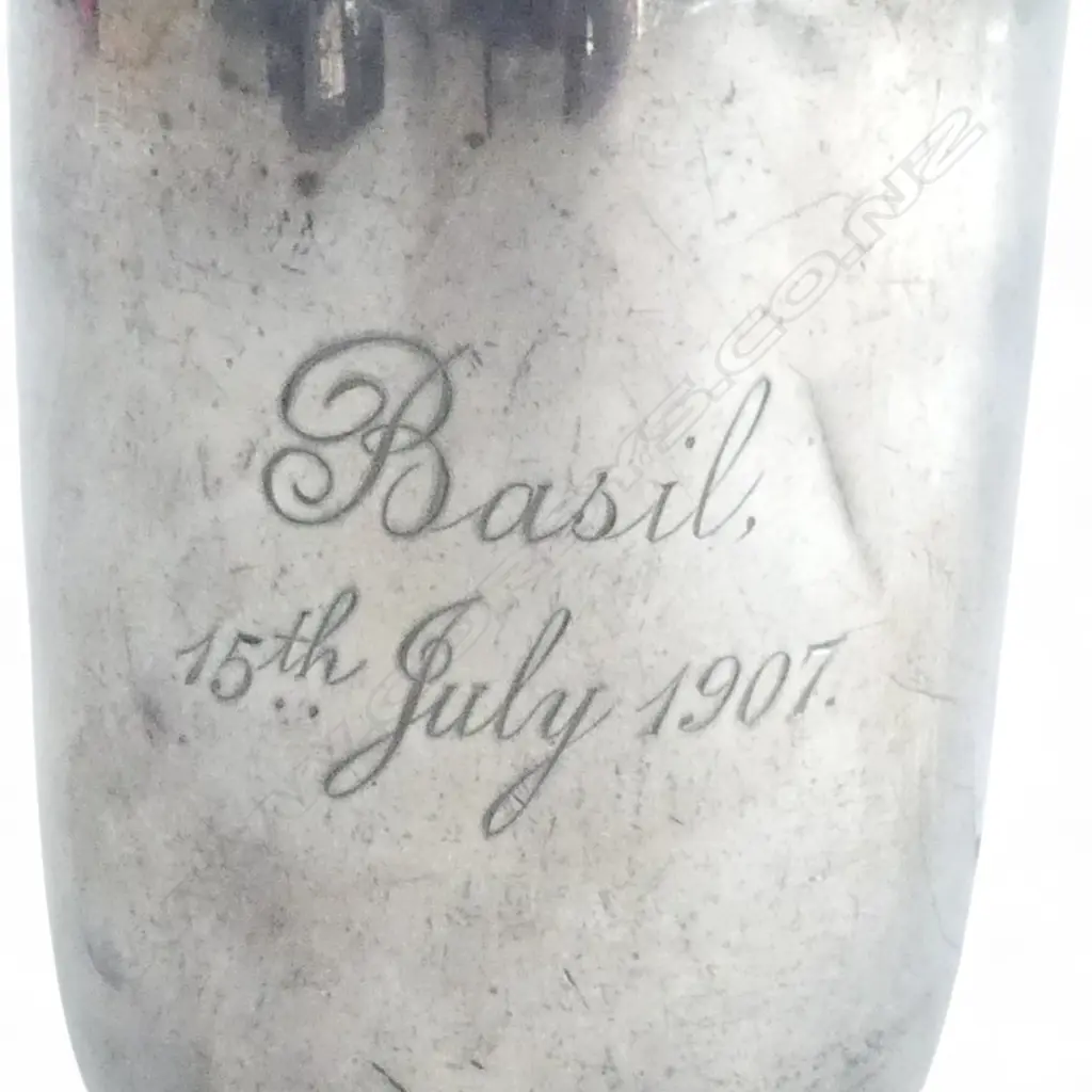 ANTIQUE SILVER CUP & SPOON, 120.53gm Image 1++