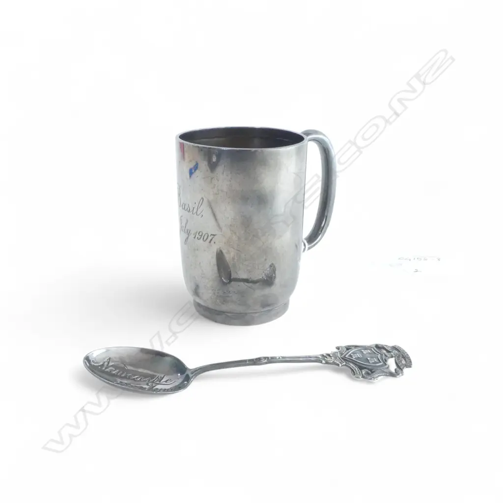 ANTIQUE SILVER CUP & SPOON, 120.53gm Image 1++