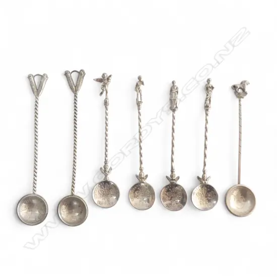 7 SILVER COIN SPOONS 114GMS