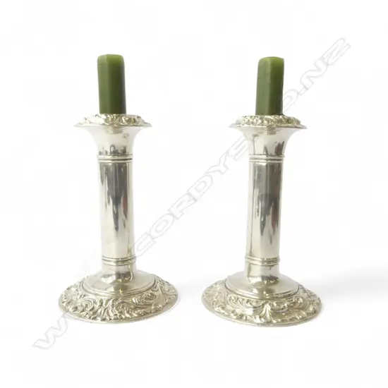 PR STG SILVER CANDLESTICKS, BIRMINGHAM 1905, H.150mm weighted base