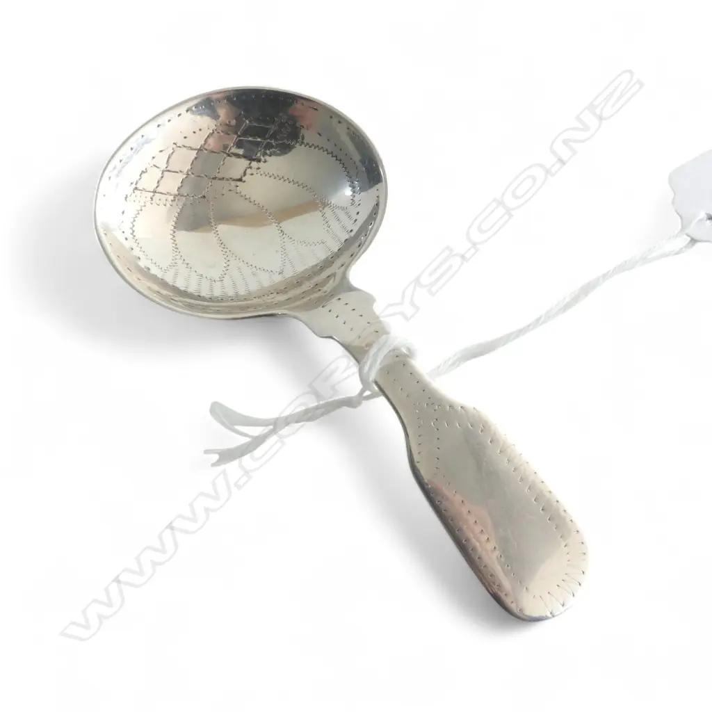 George III Old Sheffield Plate caddy spoon prick engraved Image 1++