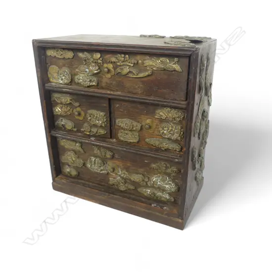 JAPANESE SWORD FITTING MOUNTED TRINKET BOX H200 L180MM