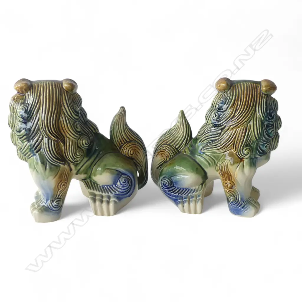 PR ORIENTAL FOO LIONS IN SANCAI GLAZE H.205mm Image 1++