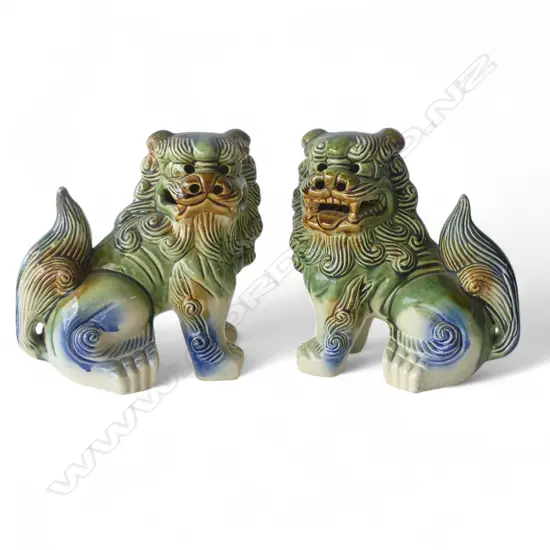 PR ORIENTAL FOO LIONS IN SANCAI GLAZE H.205mm