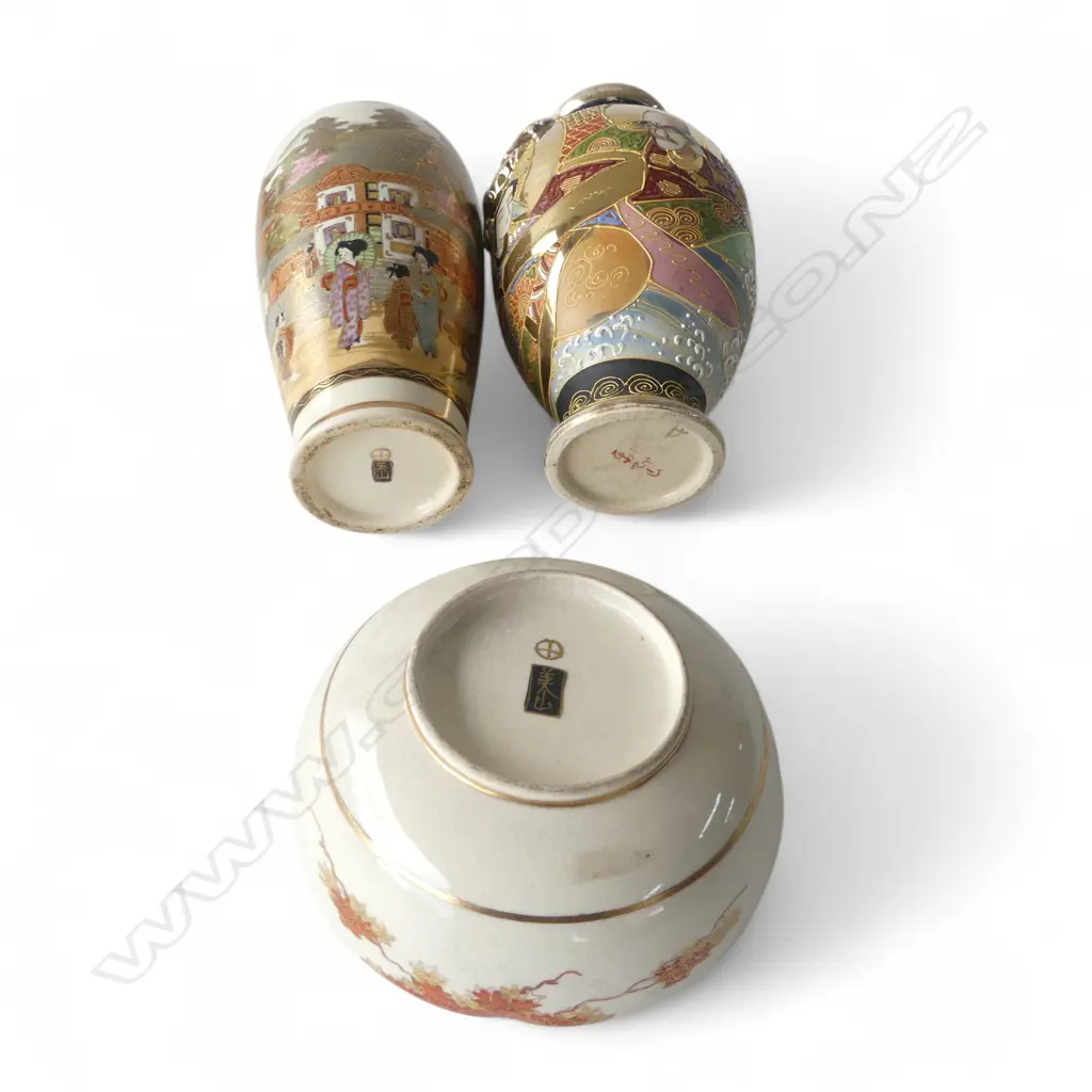 3 PCES JAPANESE SATSUMA WARE Image 1++