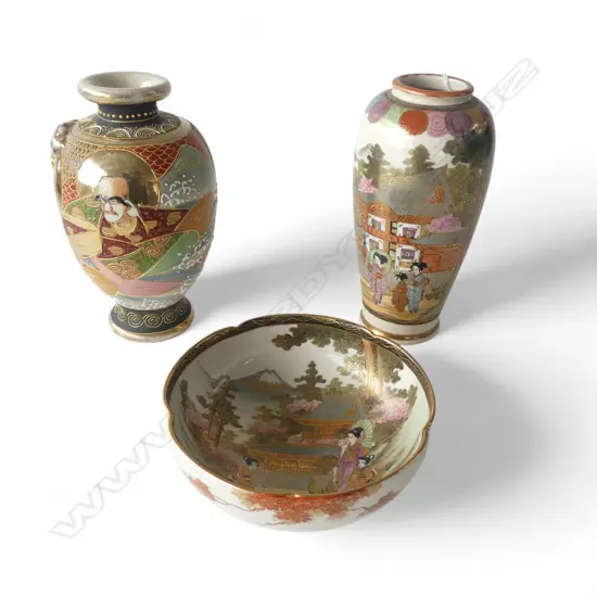 3 PCES JAPANESE SATSUMA WARE