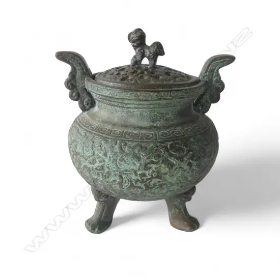 HEAVY BRONZE CHINESE CENSER H.260mm