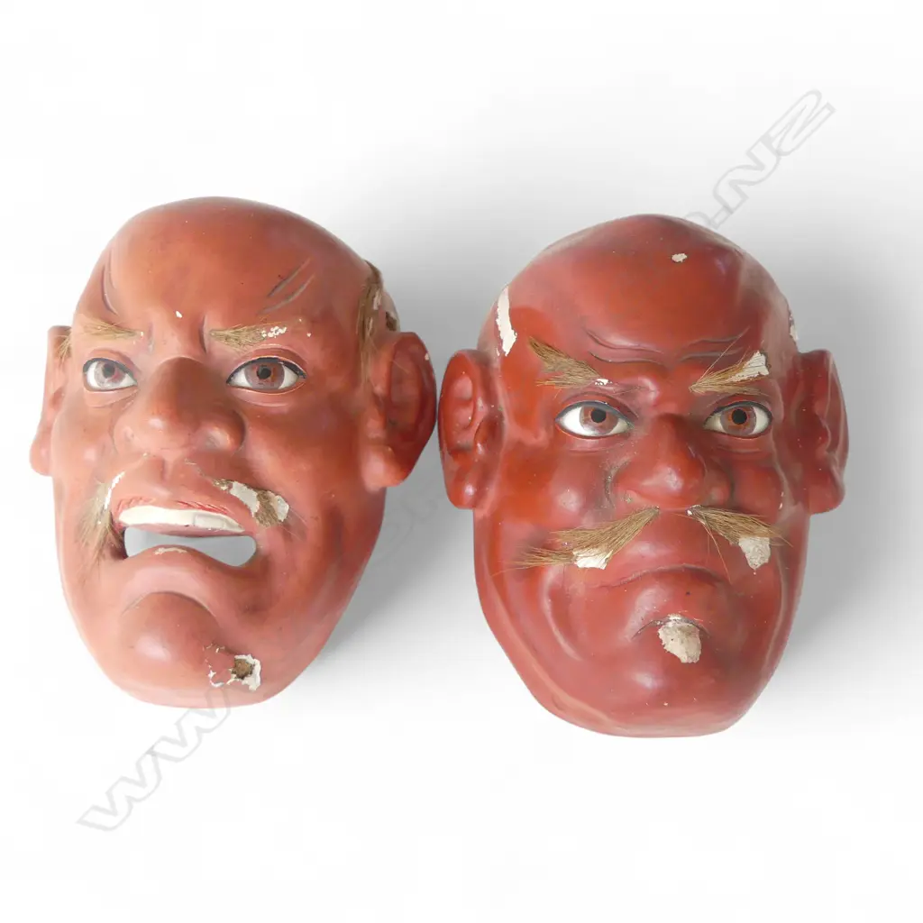 PR OLD JAPANESE PUPPET MASKS (BUNRAKU) 120x100mm Image 1++