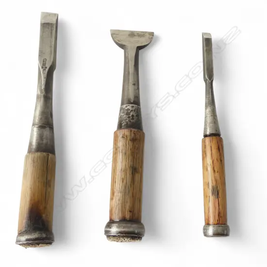 3 VINTAGE WEIGHTY JAPANESE CHISELS