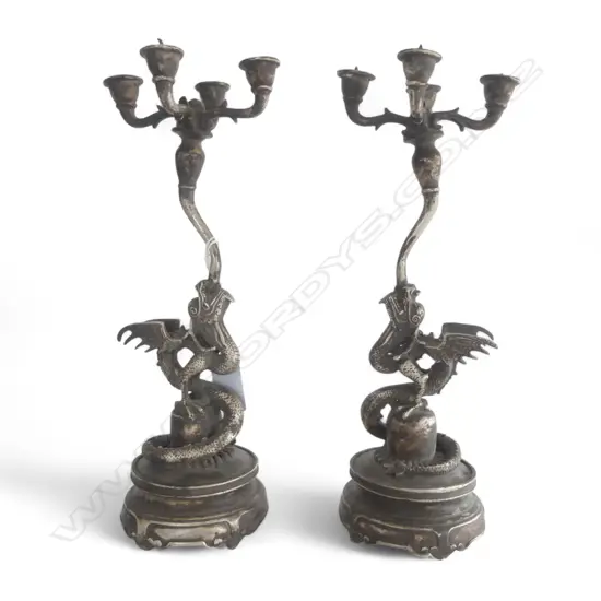 PR ORIENTAL METAL DRAGON CANDLESTICKS H.270mm