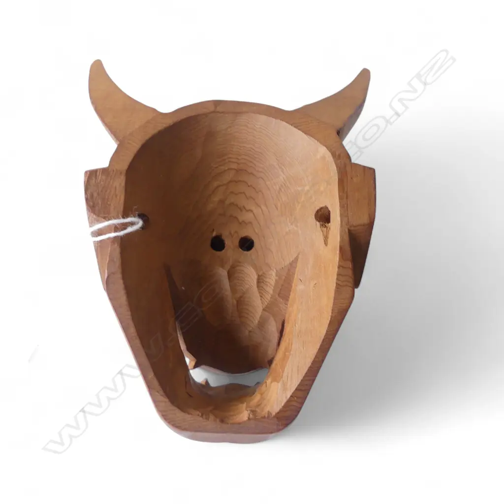 CARVED WOODEN 'HANNYA' DEMON MASK H.90mm IN BOX Image 1++