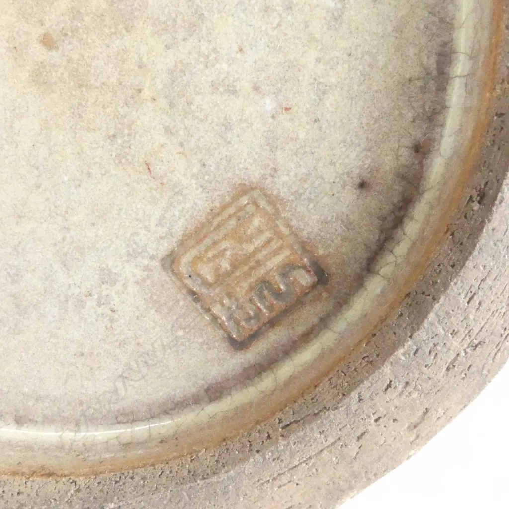 Large Oriental faceted pottery vase pale tan glaze H.255mm. 2 small flake chip. Image 1++