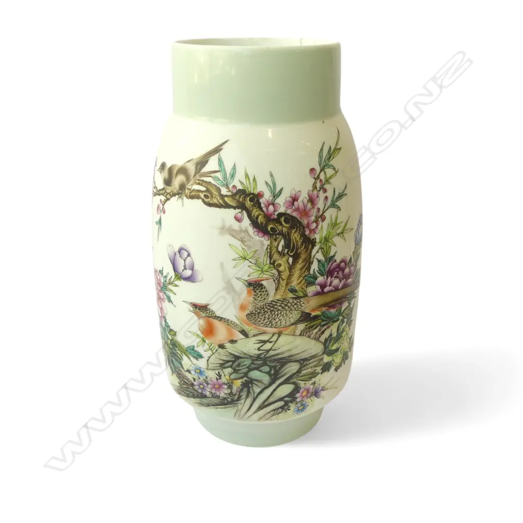 LG CHINESE REPUBLIC PERIOD? PORCELAIN VASE; HAND PAINTED POEM, BIRD & BLOSSOM MOTIF, HSUAN TUNG MARK, H.410mm Image 1++