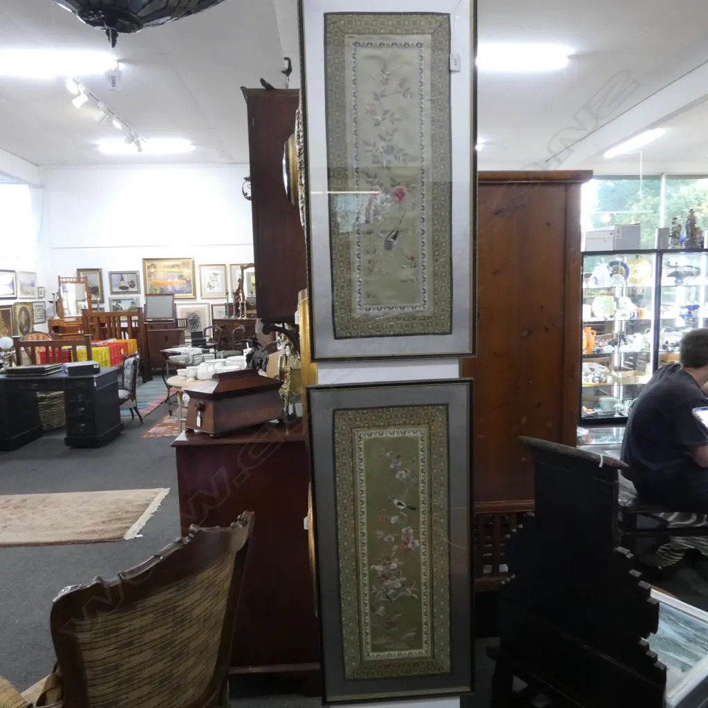 3 ORIENTAL ARTWORKS; PR EMBROIDERIES 720x330mm, OTHER 500x395mm Image 1++