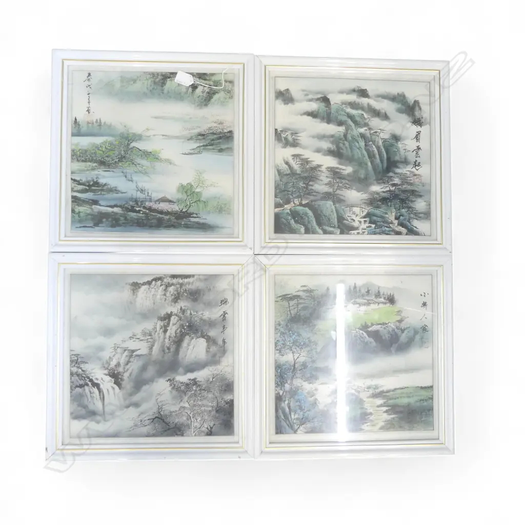 4 ORIENTAL LANDSCAPE PRINTS 345x345mm Image 1++