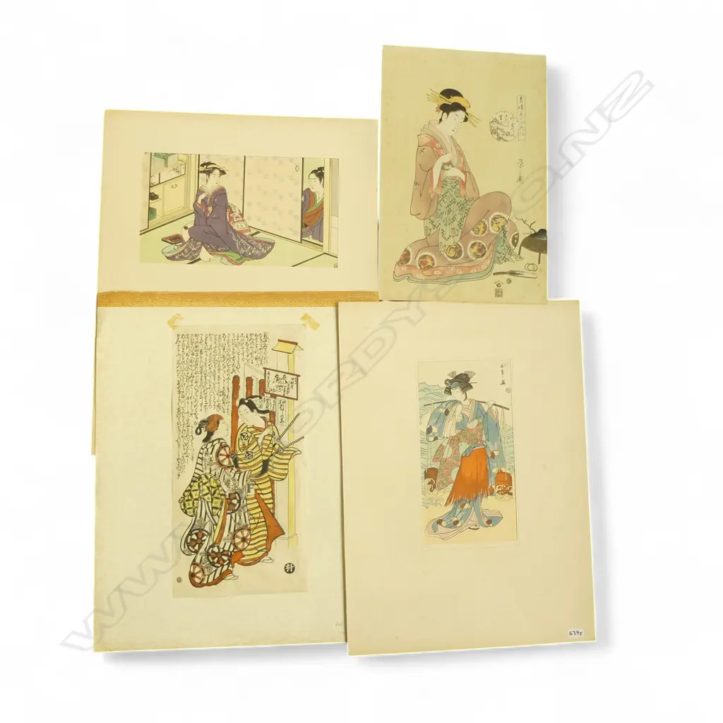 4 20thC UKIYO-E WOODBLOCK PRINTS; 2 KATSUKAWA SHUNSHO & OKUMURA PUBLISHED by HASHIGUCHI GOYO & OTHER... Image 1++
