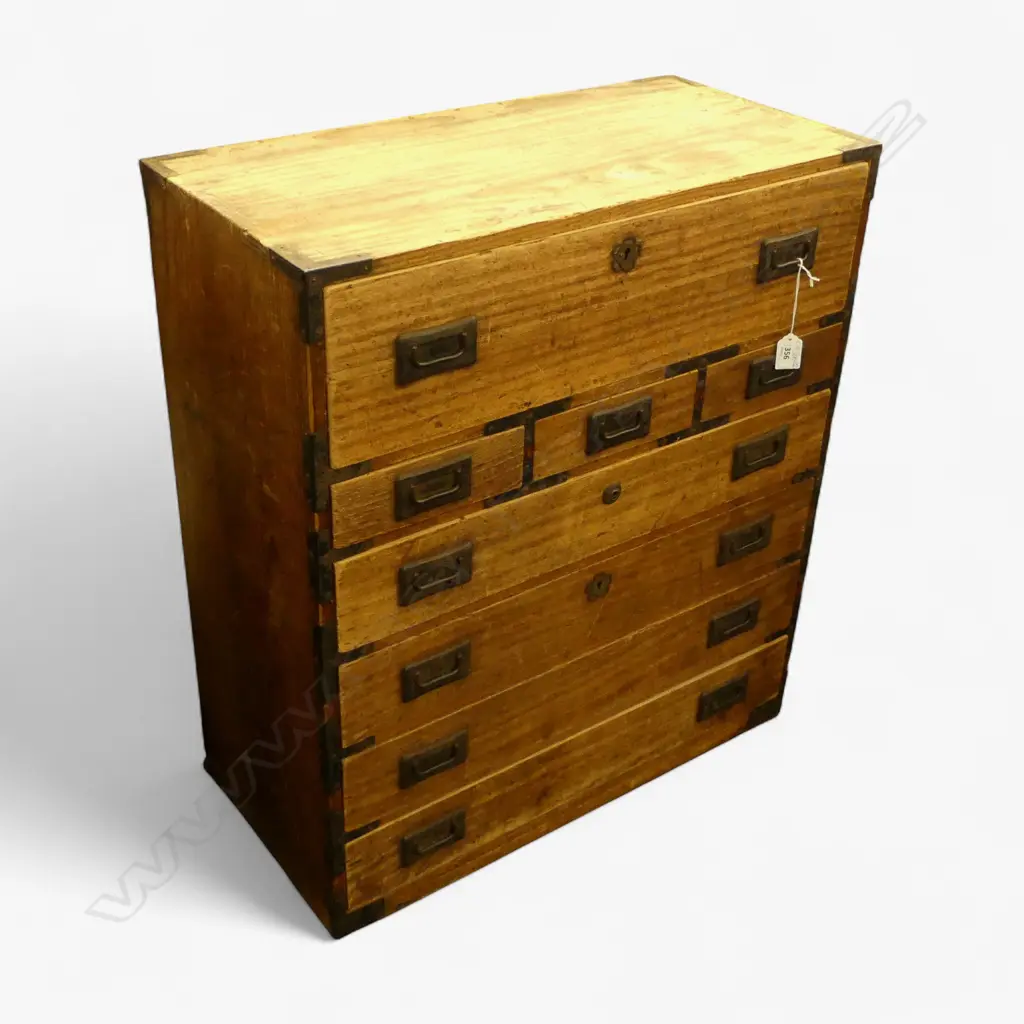 c,1900 JAPANESE MEIJI COLLECTOR'S SMALL CHEST OF 8 DRAWERS iron swing handles &fittings 610 x 295 x 700mm Image 1++