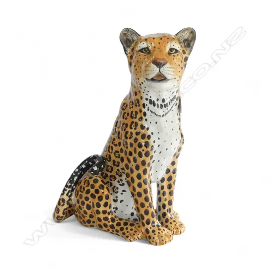 ITALIAN PORCELAIN LEOPARD SIGNED H450MM
