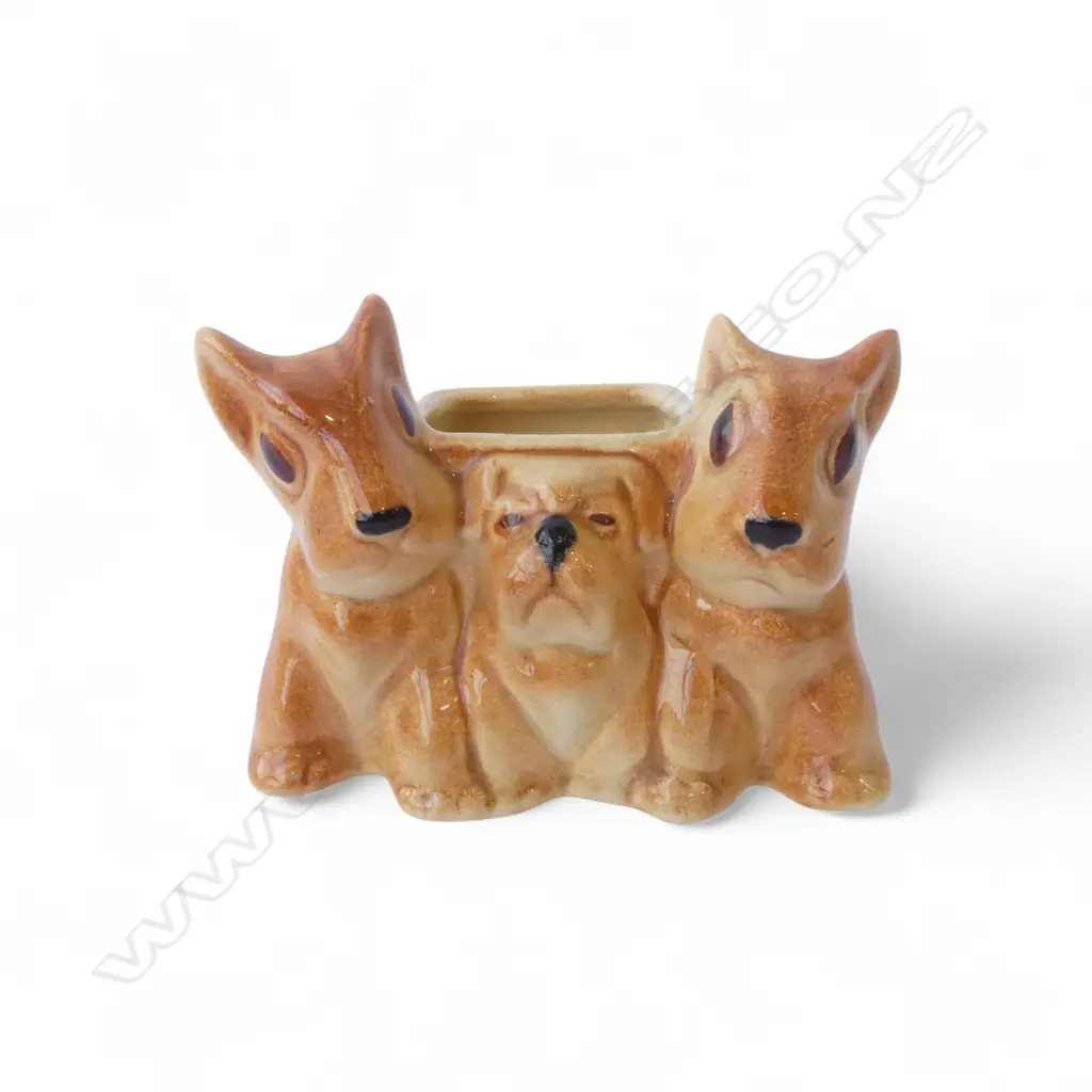 CROWN LYNN RARE BULLDOG & SCOTTIE DOG VASE H.70mm Image 1++