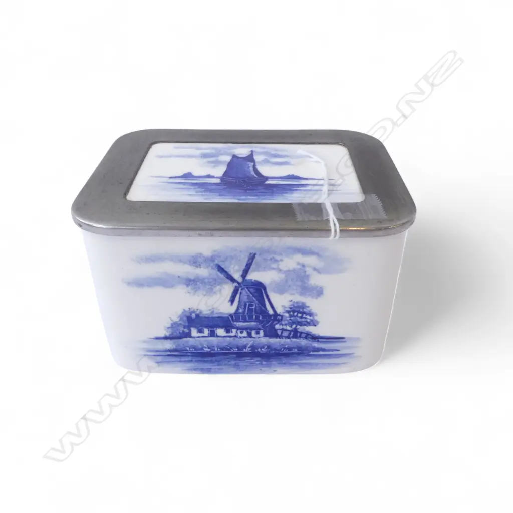 GERMAN EARLY 20THC CERAMIC & WMF S/PLATE LIDDED BOX 120 X 95mm Image 1++