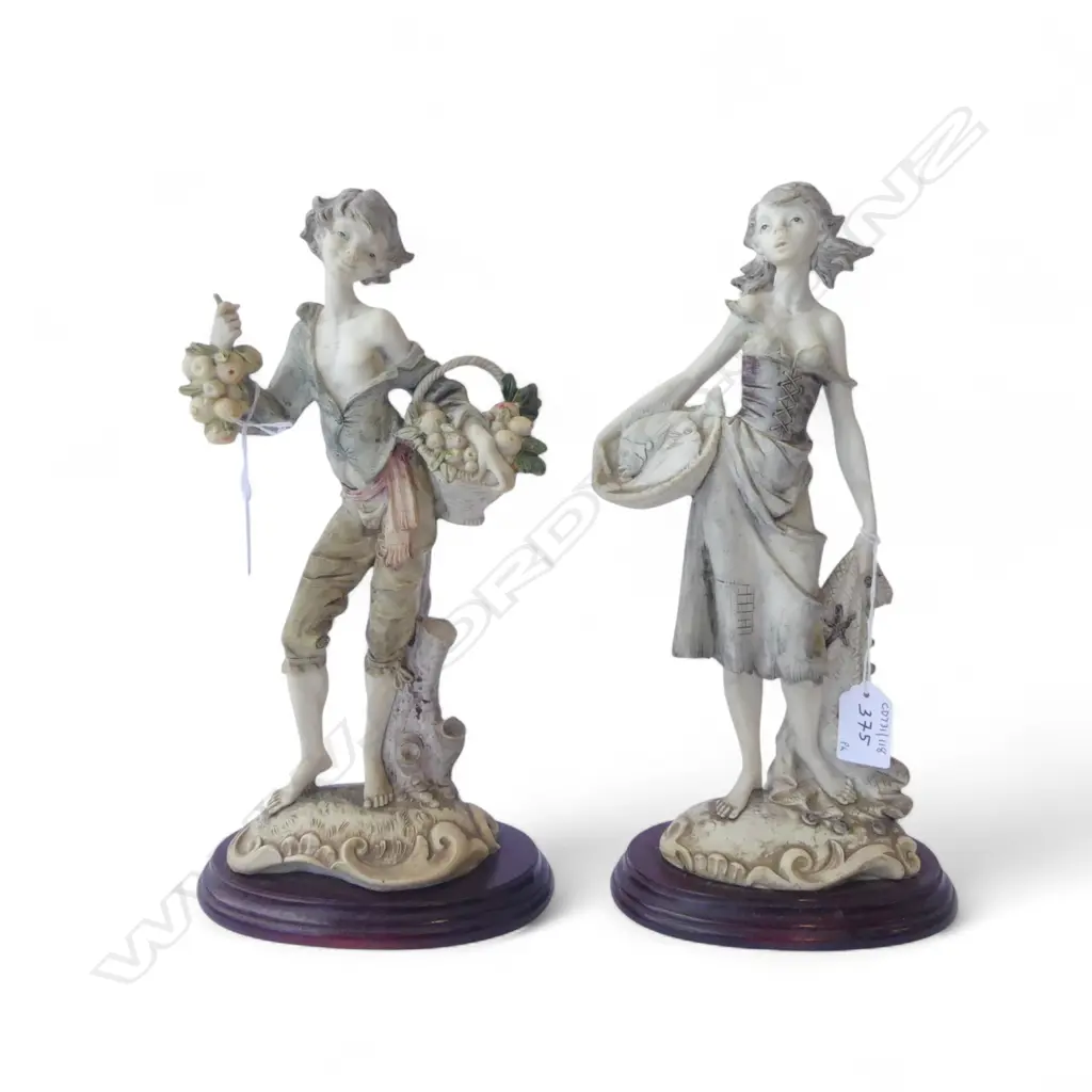 PR ITALIAN FIGURINES FISH GIRL & FRUIT BOY H330MM Image 1++