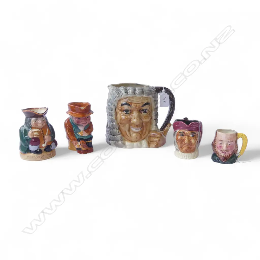5 VINTAGE CHINA CHARACTER JUGS 140MM TALLEST MIXED PATS Image 1++