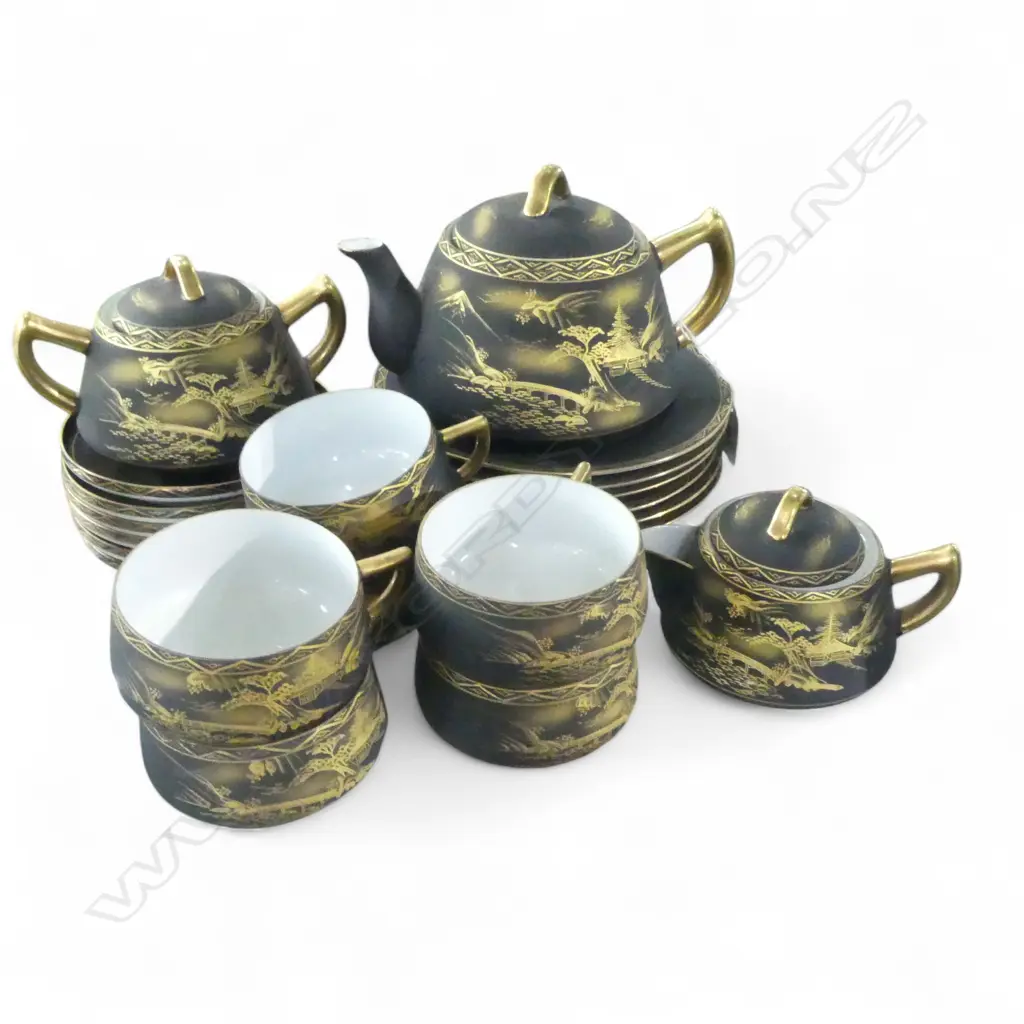 JAPANESE SILHOUETTE, EGG-SHELL CHINA TEA SET. H.140mm Image 1++