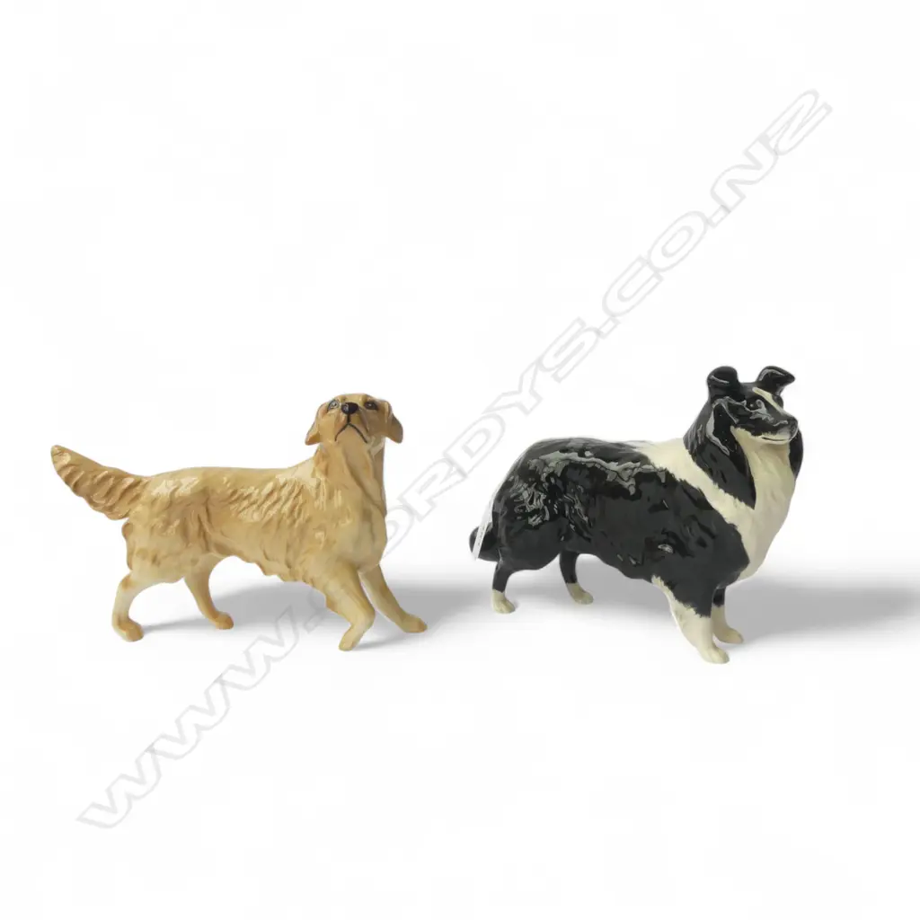 2 BESWICK DOGS; GOLDEN RETRIEVER & BOARDER COLLIE L.180mm Image 1++