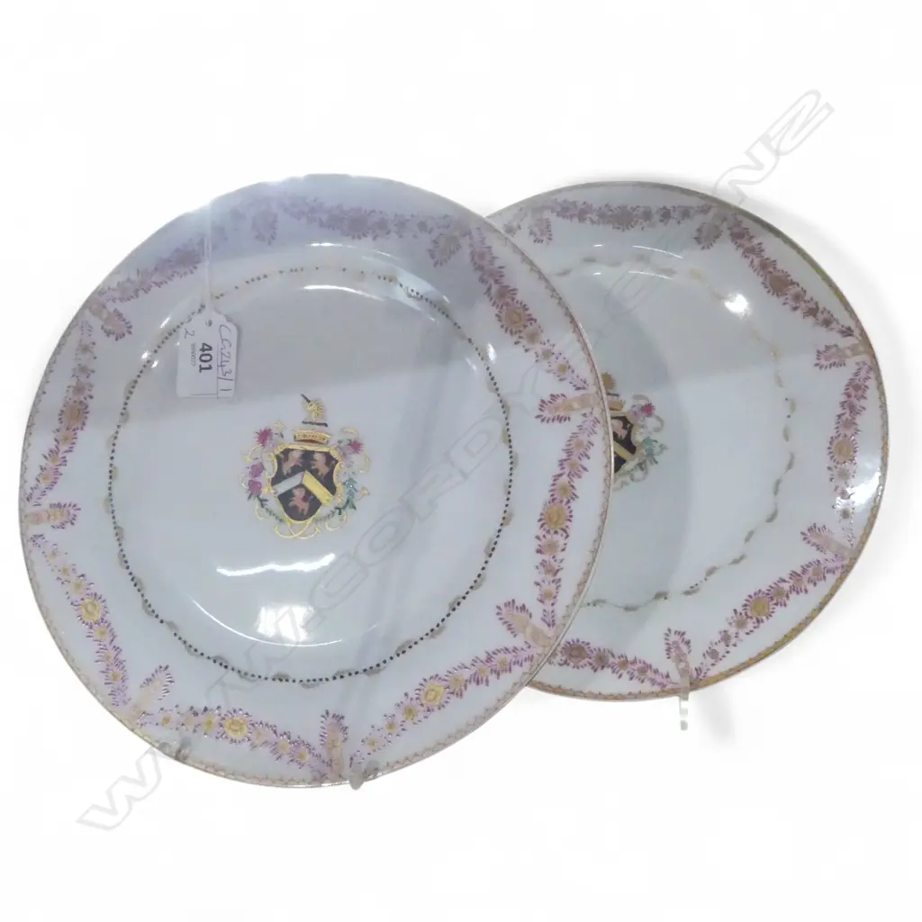 2 ARMORIAL PORCELAIN PLATES 240mm dia Image 1++