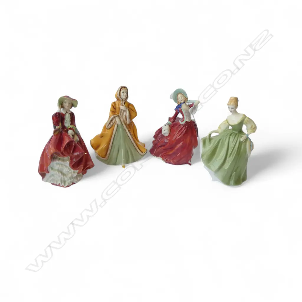 4 ROYAL DOULTON FIGURES; 'RACHEL', 'FAIR LADY', 'TOP O'THE HILL' & 'AUTUMN BREEZES' (FAULTS) H.200mm Image 1++