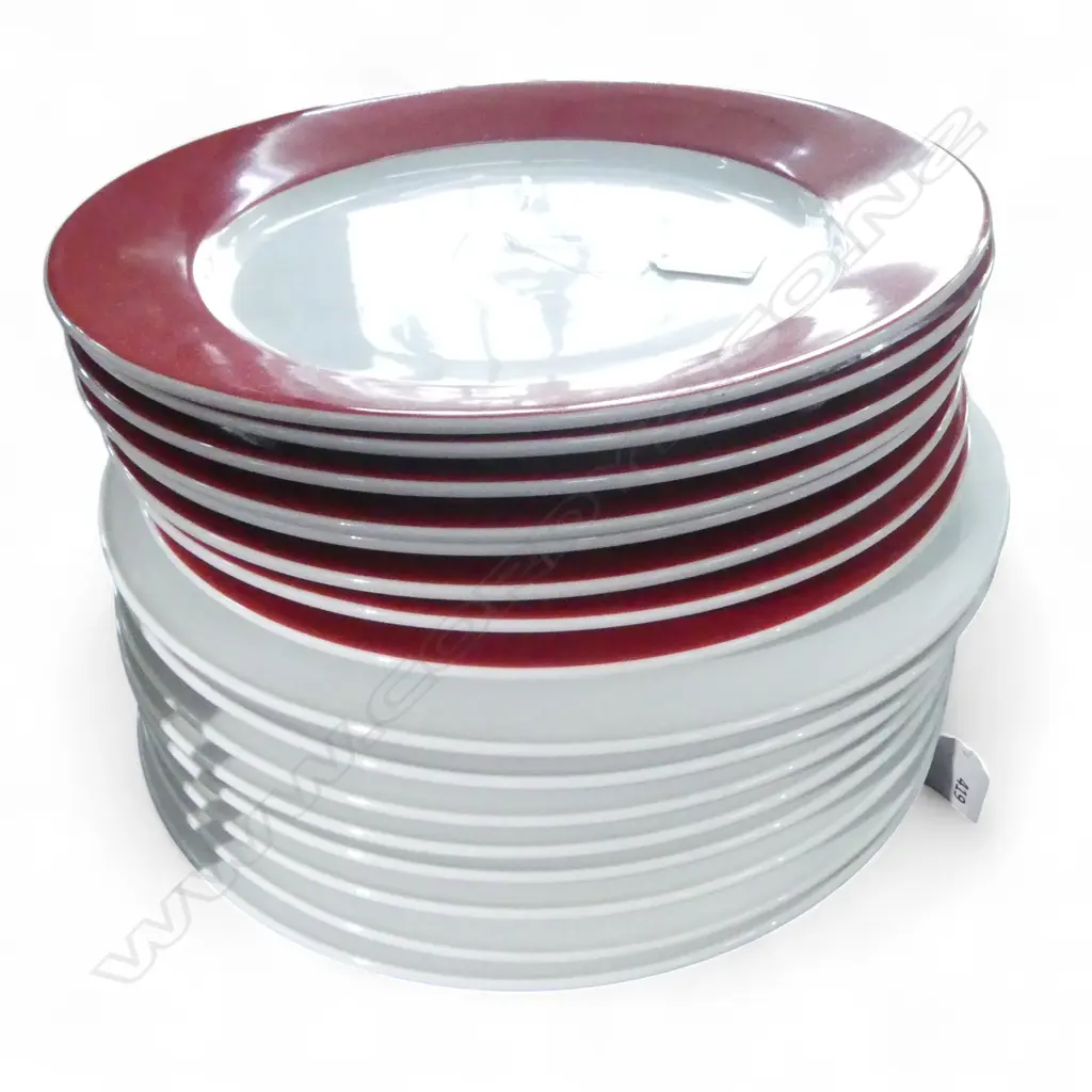 16 DINNER PLATES; 8 RED 285mm dia, 8 WHITE 315mm dia Image 1++
