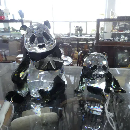 SWAROVSKI 'ENDANGERED WILDLIFE - PANDAS' SIGNED, 2008 H.90mm + box