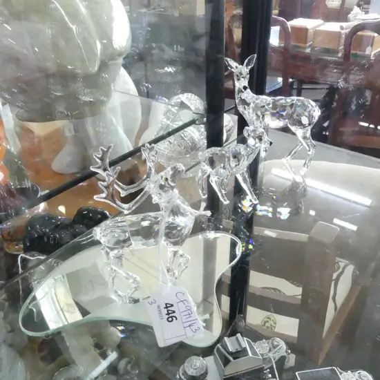 3 SWAROVSKI DEER H.80mm, ALL BOXED