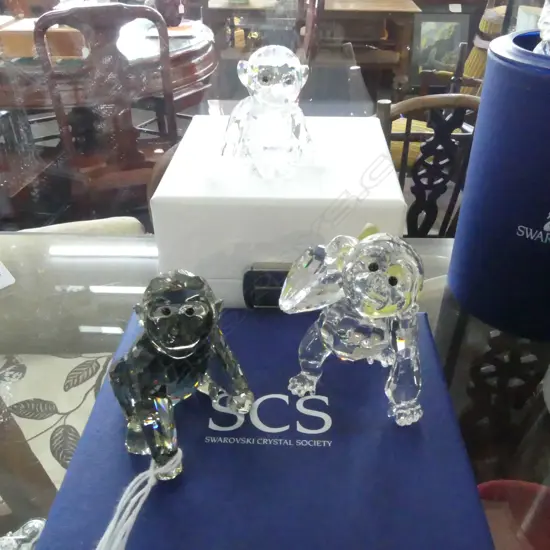 3 SWAROVSKI MONKEYS, ALL BOXED