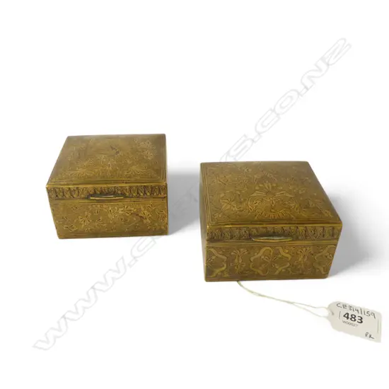 PR VINTAGE VARANASE ETCHED BRASS BOXES L90 W90MM