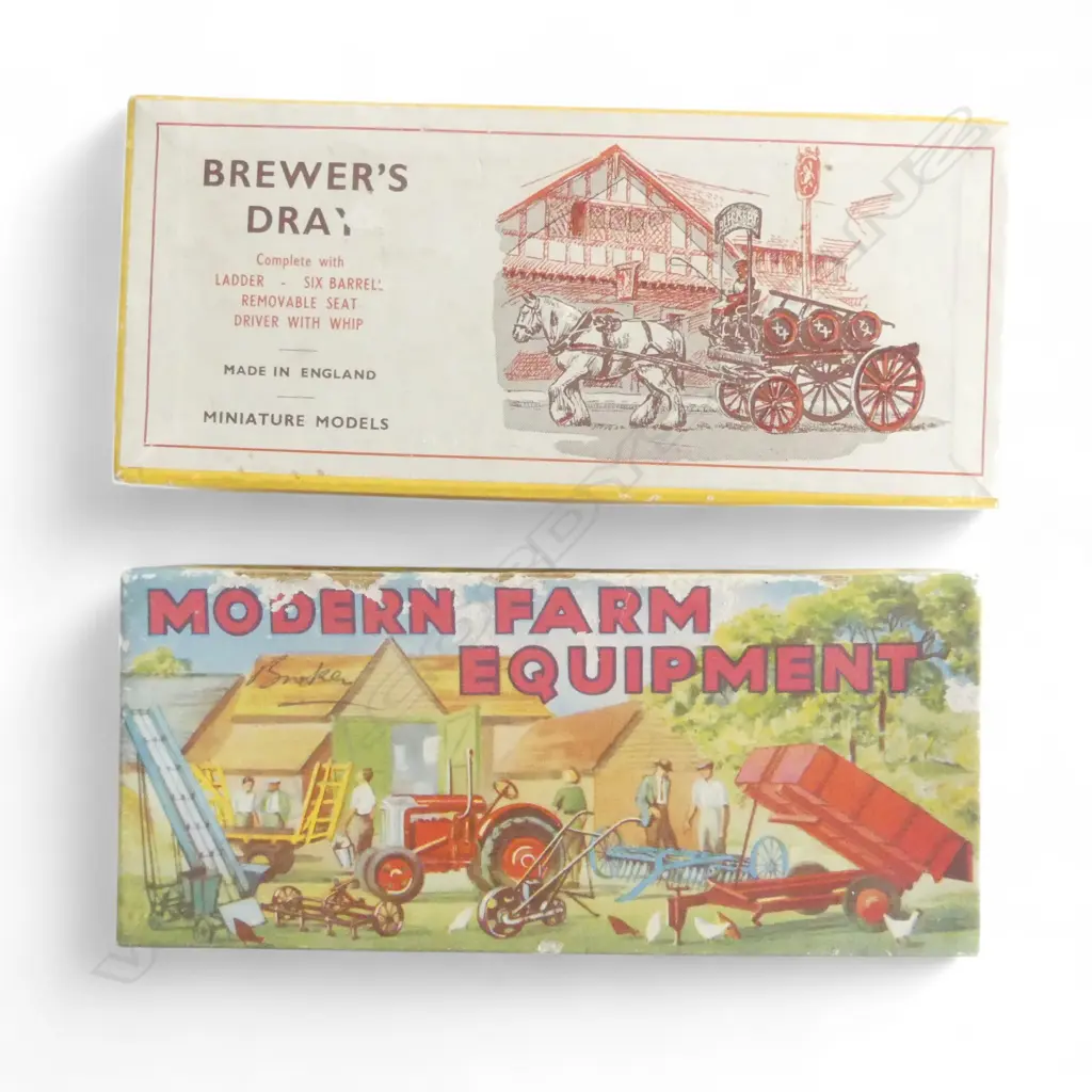 2 VINTAGE CARTS; BREWERS DRAY & 'CRESENT' TRAILER L.180mm Image 1++