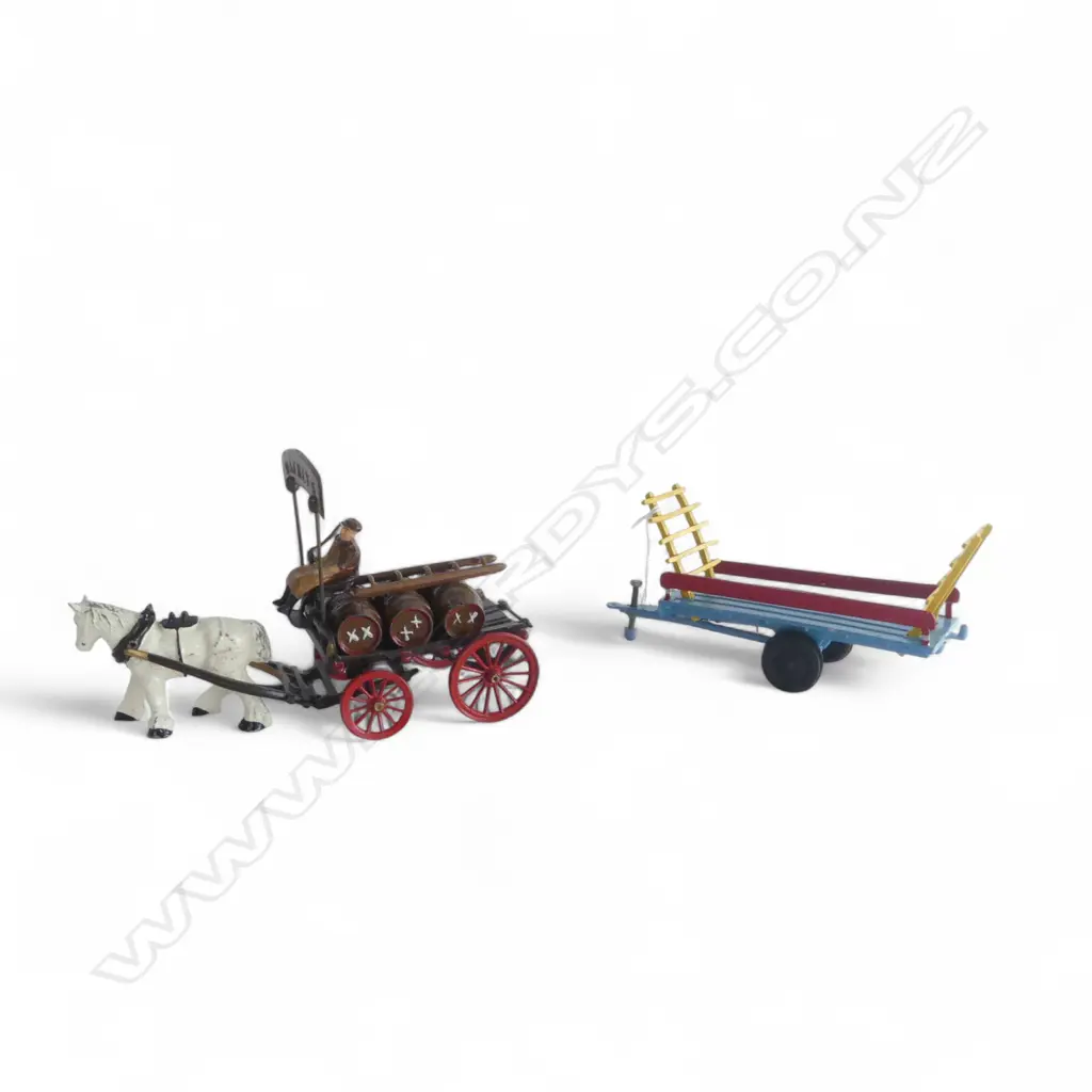 2 VINTAGE CARTS; BREWERS DRAY & 'CRESENT' TRAILER L.180mm Image 1++