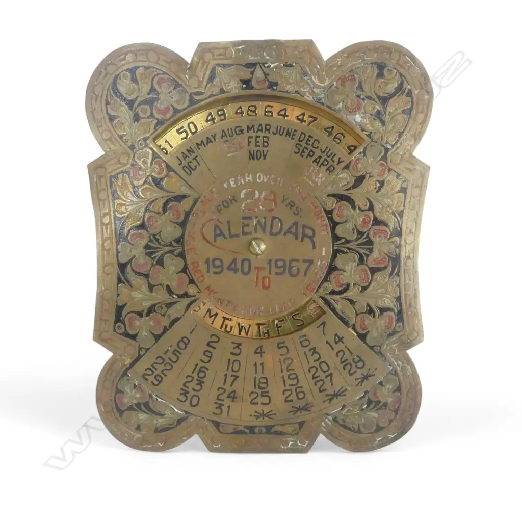 VINTAGE BRASS PERPETUAL CALENDER H.130mm Image 1++