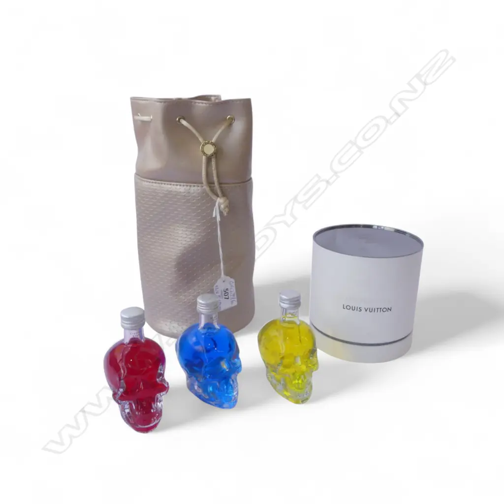 LOUIS VUITTON PERFUME BOTTLES, BVLGARI BAG & LOTIONS, 6 SKULL BOTTLES H.90mm Image 1++