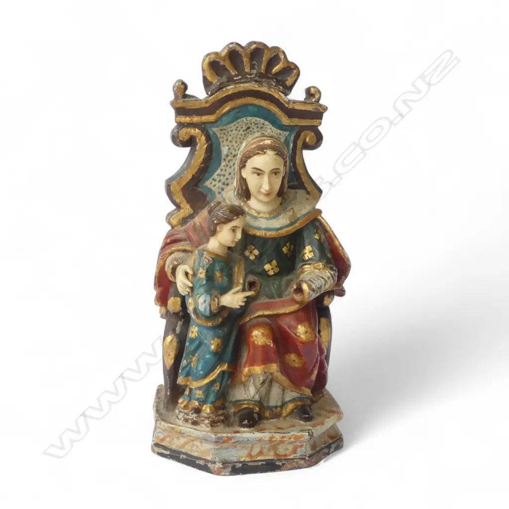 THE EDUCATION OF THE VIRGIN (ST. ANNE w. DAUGHTER MARY) POLYCHROME, BRAZILIAN OR PORTUGESE? H.175mm Image 1++